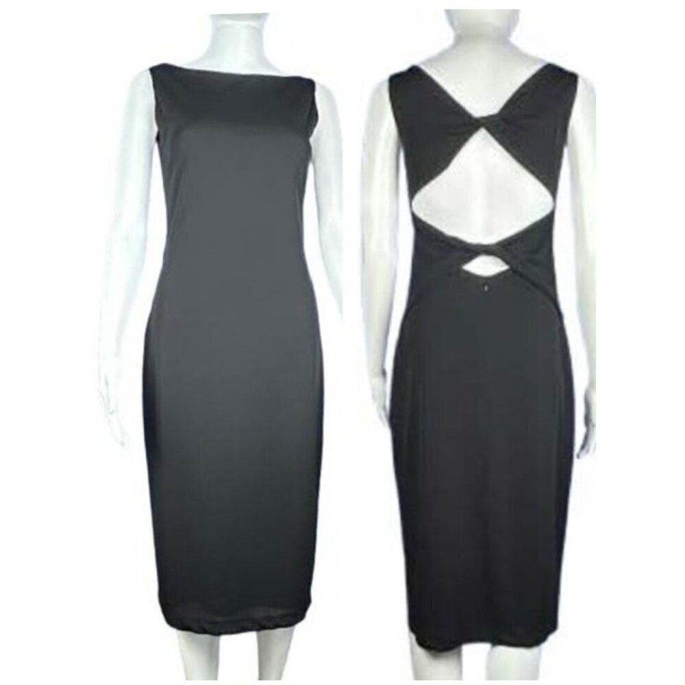 Laundry by Shelli Segal Black Open Back Cocktail Dress 8